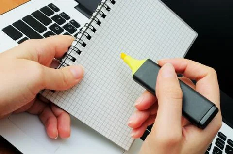 Hands with a marker Stock Photos