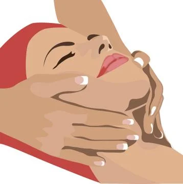 Hands massaging female face Stock Illustration