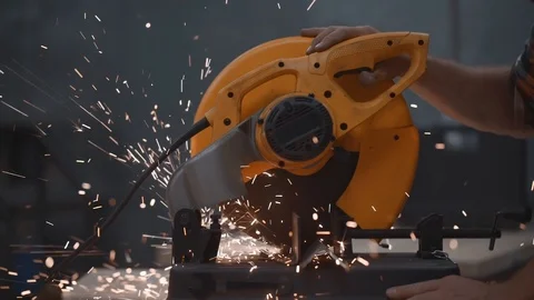 Hands of mechanic angular grinding machine in action Stock Footage 93158852