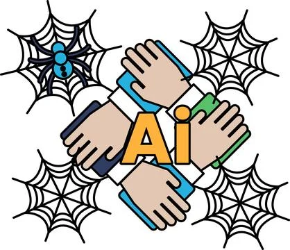 Hands meet center, forming unity gesture Stock Illustration