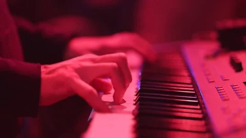 Hands of men play on the synth, on concert. Stock Footage 72749848