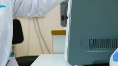 Hands of a microbiologist in pink gloves put a container Stock Footage 103701683