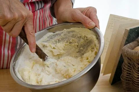 Hands mixing a cake Stock Photos