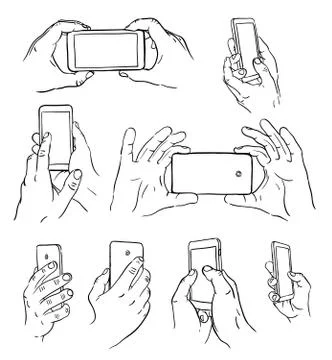 Hands with mobile Stock Illustration