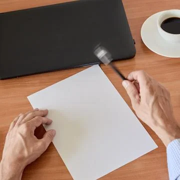 Hands on Modern office table Foto stock