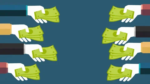 Hands with money from both sides Stock Footage 37367590