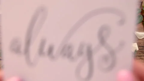 Hands move away from a camera a ALWAYS card Stock Footage 168622318