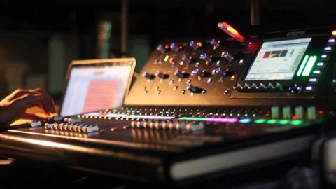 Hands Moving Live Music Sound Board for Concert Show or Nightlife Stock Footage