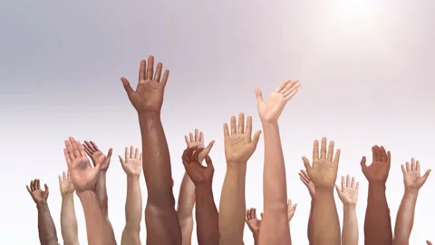 Hands  multiethnic people vote. Teamwork businesspeople diversity Stockbeeldmateriaal 194979579