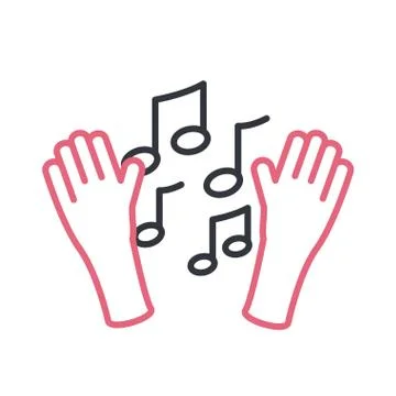 Hands with music notes line style icon vector design Illustrazione stock