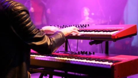 Hands Of Musician Playing Keyboard Stock Footage