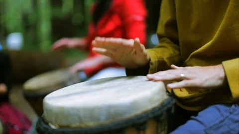 Hands of musicians playing drums in a drum circle. 스톡 동영상 88405354