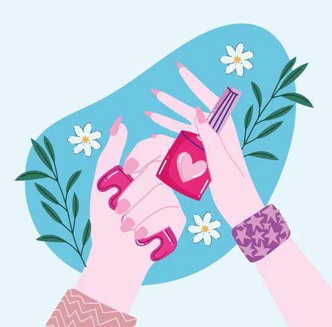 Hands with nail manicure Stock Illustration