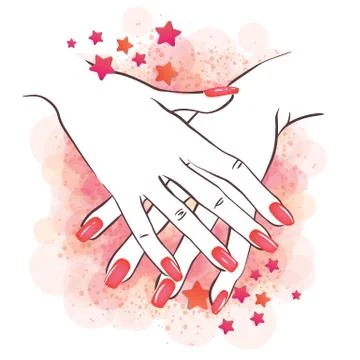 Hands with nailpolish Stock Illustration