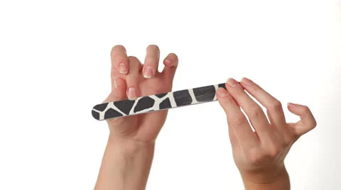 Hands Nails Brushing and Polishing on white background Stock-Footage 27118936