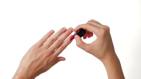 Hands Nails Polishing on white background Stock Footage 27120567