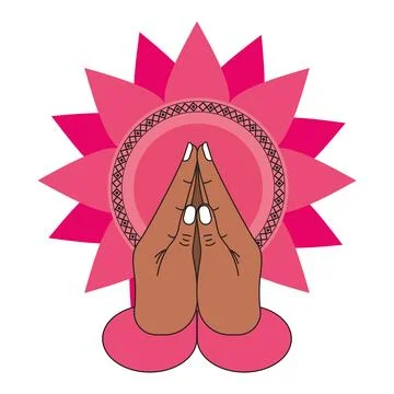 Hands namaste on mandala Stock Illustration