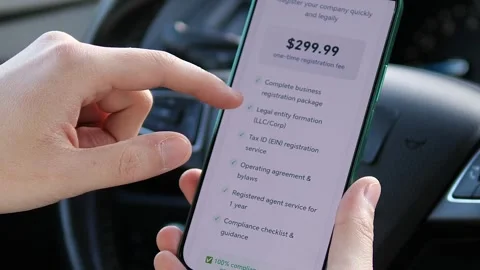 Hands navigate business registration app Stock Footage 328626353