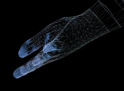 Hands network connections, sense of technology 3d illustration. Ilustração Stock