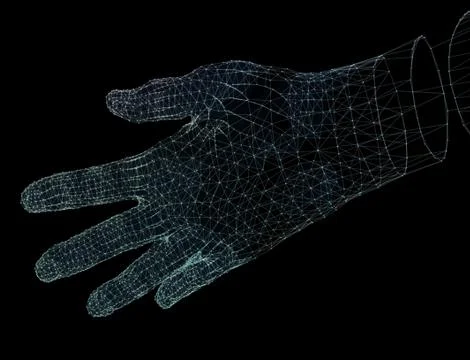 Hands network connections, sense of technology 3d illustration. Stock-Illustration