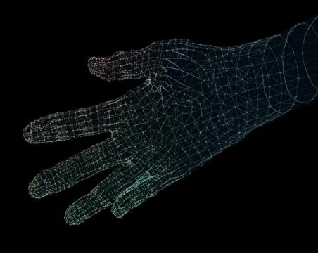 Hands network connections, sense of technology 3d illustration. Illustrazione stock