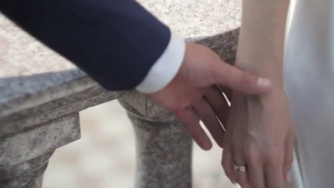 Hands of the newlyweds close-up Stock Footage 73443603