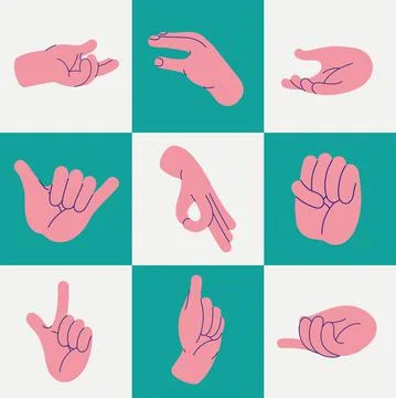 Hands nine gestures Stock Illustration