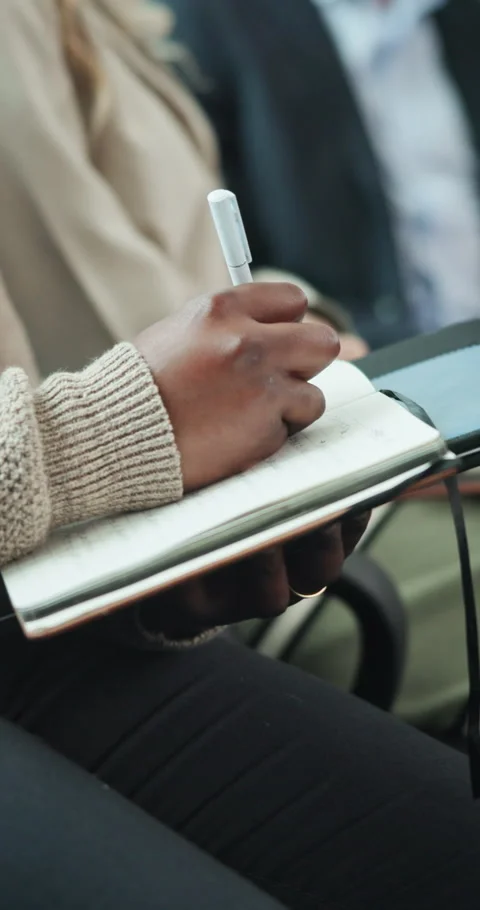 Hands, notebook and writing with business person in office for checklist, notes Stock Footage 341079564