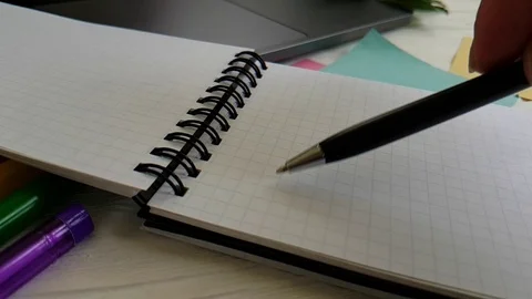 Hands notepad slow motion Stock Footage 90061725