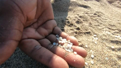 Hands with nurdles (plastic pellets) Stock Footage 157209349