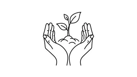 Hands nurturing a plant Stock Illustration