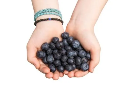 Hands Offering Blueberries Stock Photos