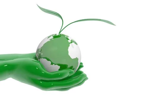Hands offering ecological planet Stock Illustration