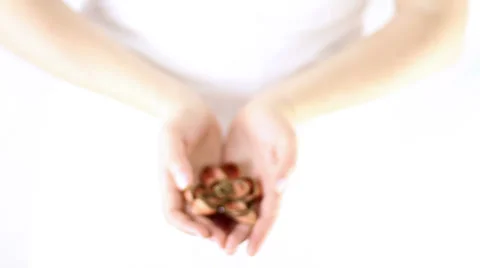 Hands Offering handmade flower made of old zippers Stock Footage 34865959