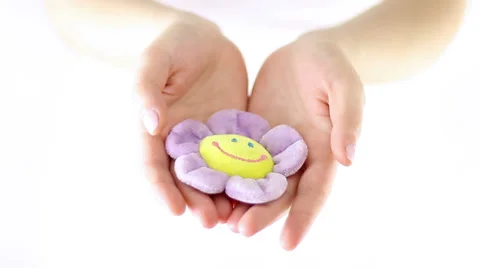 Hands Offering a happy flower Stock Footage 34866367