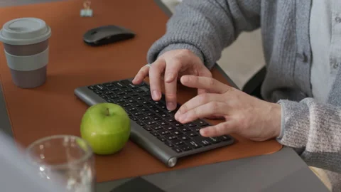Hands of Office Employee Typing on Keyboard Stock Footage 306828542