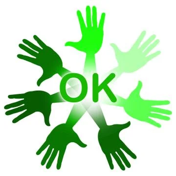 Hands ok indicating o.k. affirmation and alright Stock Illustration