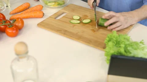 Hands of old aged coule preparing side dish. Stock Footage 102380984