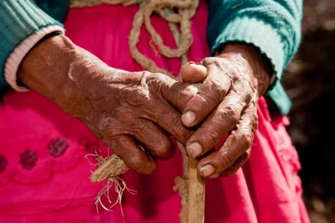 Hands, old woman, south america Stock Photos