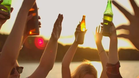 Hands up on the open air party Close-up Vídeo Stock 118761667