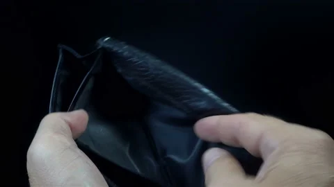 Hands open an empty wallet in 4K Stock Footage 139228642