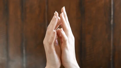 Hands open up in frame to show palms. Stock Footage 106183788