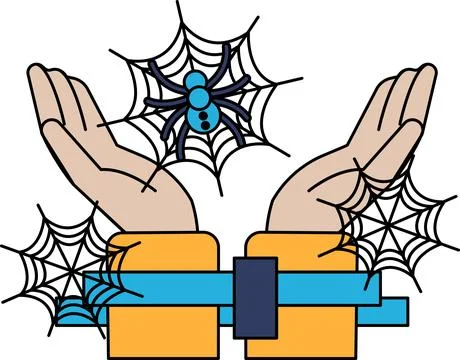 Hands open, offering spider webs Stock Illustration