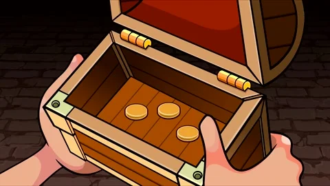 In the hands of an opening box with coins Stock-Footage 148321004