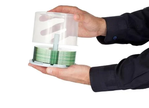 Hands opening a CD container Foto stock