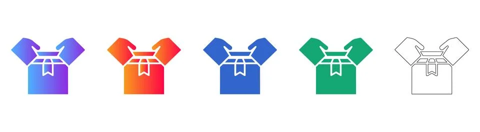 Hands Opening Gift Box Icon Set 스톡 일러스트