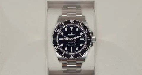 Hands opening Rolex Submariner Box Video stock 266224363
