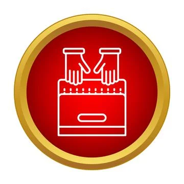 Hands organizing documents in archive storage box icon 스톡 일러스트