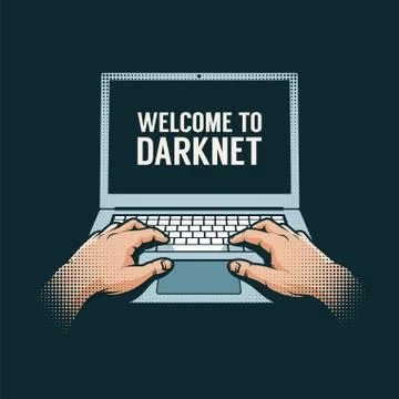 Hands out of the dark on a laptop 스톡 일러스트