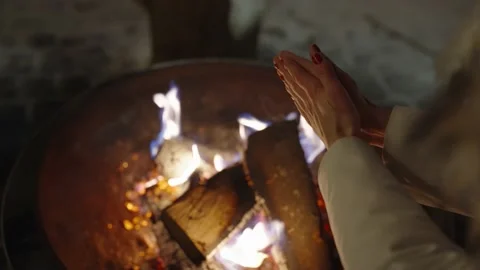 Hands over fire Stock-Footage 232002208